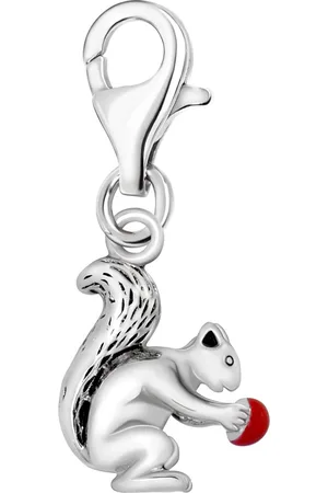 quiges – 925 - – Charm - Bedel - Hanger - 3D Eekhoorn met Noot - met – sterling - - karabijnslot - geschikt - voor - Zinzi, Thomas – Sabo - Ti Sento - Bedelarmband HC274