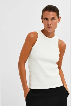 SELECTED Anna Mouwloos T-shirt Wit M Vrouw