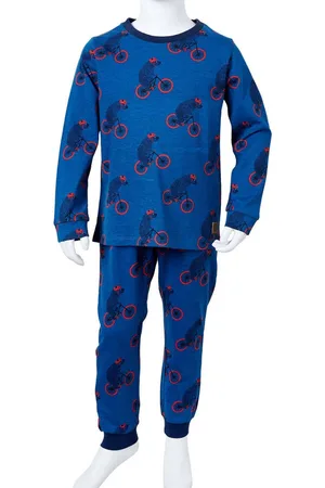 vidaXL Kinderpyjama 92 petrol met beer en fiets print