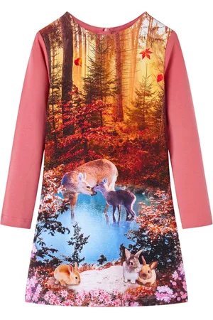 vidaXL Kinderjurk - Lange mouwen - 140 - - Hertenprint