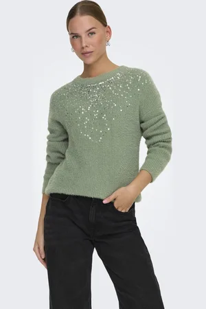 ONLY ONLCLARIS LS SEQUINS O-NECK KNT - Dames - Gebreide truien