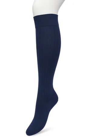 Bonnie Doon Bio Rib Kniekousen Dames Donker Blauw maat 36/42 - Klassiek Rib patroon - Biologisch Katoen - Ultiem comfort - Rib Knee High - OEKO-TEX - Gladde Naden - Duurzaam Huidvriendelijk Bio Katoen - Donkerblauw - - BP221414.249