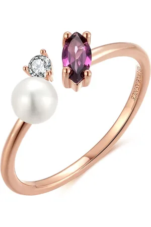 Twice As Nice Ring in zilver, parel en paars steentje 54