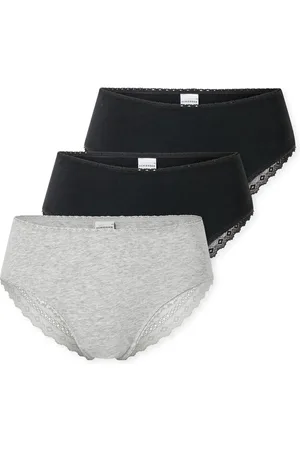 Schiesser Braziliaanse set van 3 kanten zwart/grijs - Moderne Multipacks Dames Onderbroek