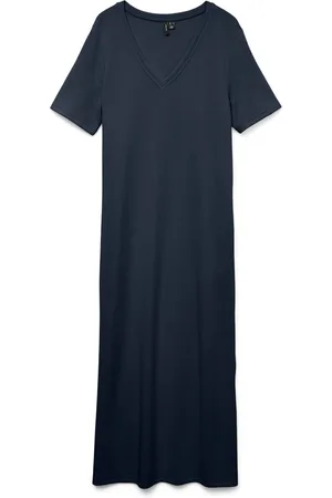 VERO MODA VMADELINE SS LONG V-NECK DRESS JRS EXP - Dames - Maxi jurken