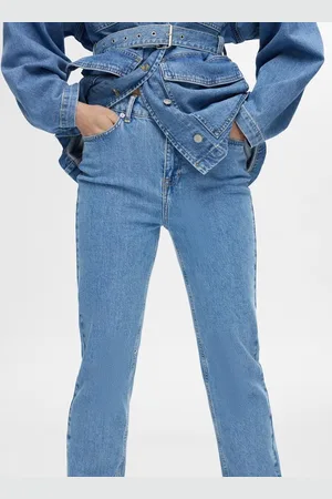 SELECTED Ellin HW Straight Jeans Light Blue Denim