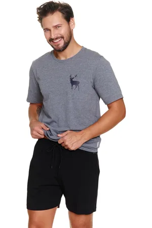 Doctor Nap Katoenen Pyjama Heren Volwassenen Korte Mouw Korte Broek Shortama Dark Grey Kort PMB.7235 S