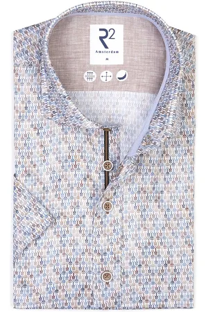 R2 Amsterdam R2 Overhemd Korte Mouwen Print Blauw