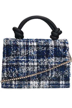 Manfield Blauwe stoffen handtas