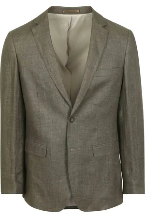 Suitable Blazer Linnen Panama Olijfgroen