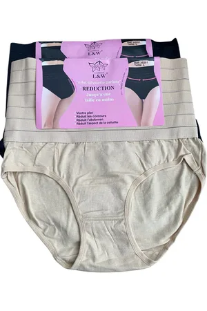 Merkloos Dames Corrigerende Katoenen Slips - Hoge Taille 2 pack XL/XXL -beige