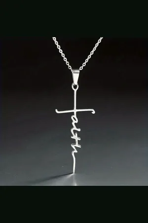 Merkloos Ketting - Jesus - Kruis - Staal - - Christelijk - Faith
