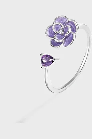 N3 Collecties 925 Zilver Oval Amethyst Bloem Kristal Ring Voor Vrouwen