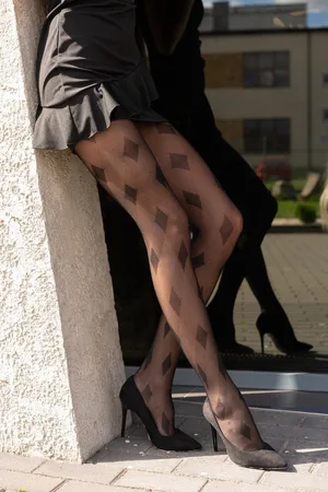 Merkloos Panty Ruitjes Print - 30 Denier -