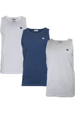 Donnay 3-Pack - Muscle shirt (James) - Tanktop - Heren - White/Grey-marl/Petrol (473) - maat 4XL