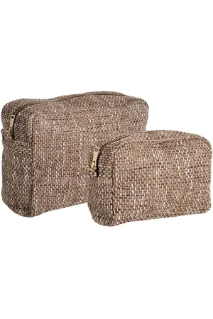 Merkloos Brown Mix Set van 2 Toilet Bag - Travel Organizer - Cosmetisch zakje - Lichtgewicht ontwerp - 2030cm x 1422cm x 911cm