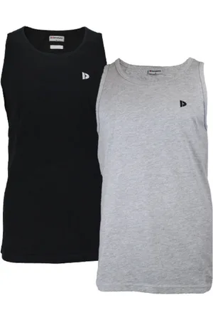 Donnay 2-Pack - Muscle shirt (James) - Tanktop - Heren - Black/Light Grey-marl (470) - maat L