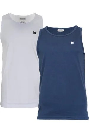 Donnay 2-Pack - Muscle shirt (James) - Tanktop - Heren - White/Navy (907) - maat XL