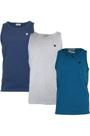 Donnay 3-Pack - Muscle shirt (James) - Tanktop - Heren - Navy/Grey-marl/Petrol (628) - maat XL