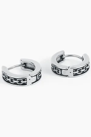 etNox Chain Oorbel zwart-zilverkleurig