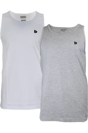 Donnay 2-Pack - Muscle shirt (James) - Tanktop - Heren - White/Light Grey-marl (468) - maat XXL