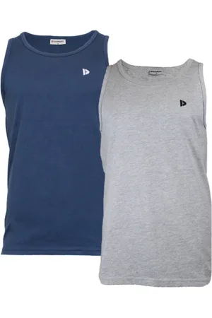 Donnay 2-Pack - Muscle shirt (James) - Tanktop - Heren - Navy/Light Grey-marl (469) - maat L