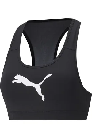 PUMA Mid Impact 4Keeps Graphic Bra PM Dames Sportbeha - Zwart/Wit