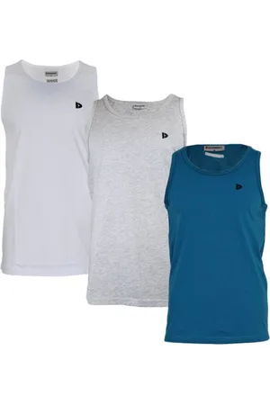 Donnay 3-Pack - Muscle shirt (James) - Tanktop - Heren - White/Grey-marl/Petrol (626) - maat L