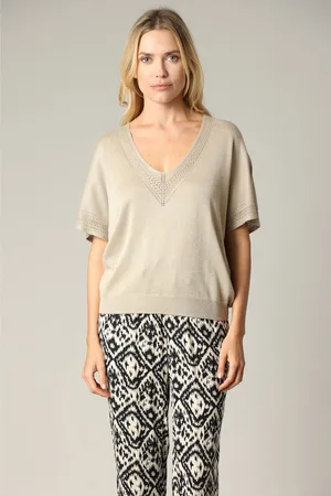 Deeluxe Casual viscose trui met inleg van lurexdraad L