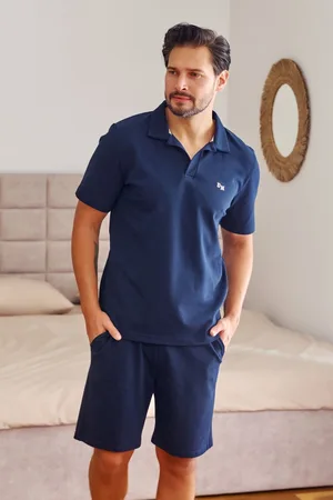 Doctor Nap Katoenen Pyjama Heren Volwassenen Korte Mouw Korte Broek Shortama DN Polo Navy PMB.7216 XL