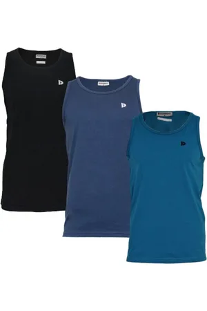 Donnay 3-Pack - Muscle shirt (James) - Tanktop - Heren - Black/Navy/Petrol (551) - maat 4XL