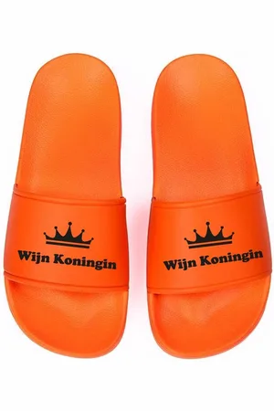 Merkloos Wijn Koningin Slippers – – Dames – Comfortabel – Perfect voor Koningsdag & Festivals –