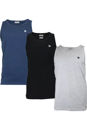 Donnay 3-Pack - Muscle shirt (James) - Tanktop - Heren - Navy/Black/Light Grey marl (474) - maat 3XL