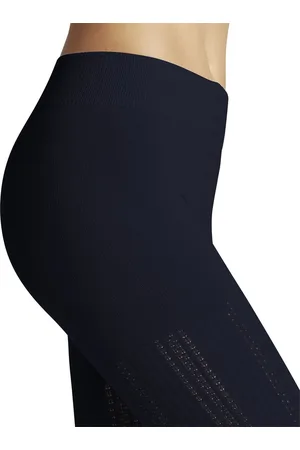 Falke Knit Caress warm zonder patroon admend oondorchzichtig zacht comfortabel Organisch Duurzaam Katoen Wol Blauw Dames panty