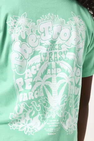 Garcia Meisjes Chest print T-shirt Groen Korte mouw