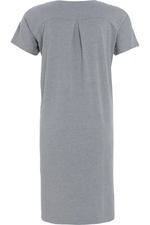Knit Factory Lily Jurk - Dames midi-jurk met ronde hals - Rechte jurk - Korte mouwen - Jurk voor het voorjaar en de zomer - - XL