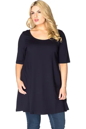 Yoek | Grote maten - dames t-shirt korte mouw - donkerblauw