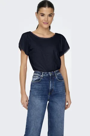 JDY SALVA LIFE S/S O-NECK TOP JRS - Dames - Blouses