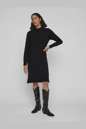 VILA VIRIL CREW NECK L/S MIDI DRESS - NOOS Dames Jurk
