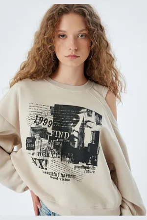 Koton Ronde kraag Venster gedetailleerd uitgesneden Sweatshirt