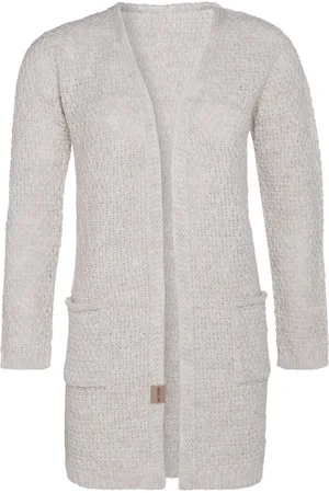 Knit Factory Luna Gebreid Vest - Gebreide dames cardigan - Middellang vest reikend tot boven de knie - damesvest gemaakt uit 30% wol en 70% acryl - 40/42 - Met steekzakken
