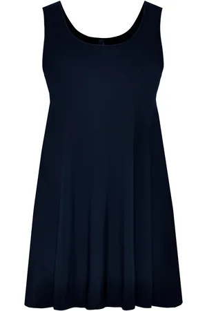 Yoek | Grote maten - dames singlet lang - donkerblauw