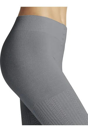 Falke Knit Caress warm zonder patroon admend oondorchzichtig zacht comfortabel Organisch Duurzaam Katoen Wol Grijs Dames panty
