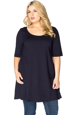 Yoek | Grote maten - dames t-shirt korte mouw - donkerblauw