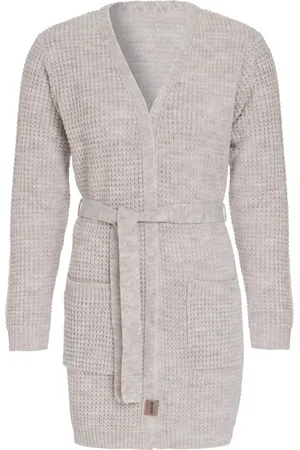 Knit Factory Robin Gebreide Dames Vest - Grof gebreide cardigan - Damesvest - Middellang vest reikend tot boven de knie - - 40/42 - Met steekzakken