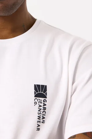 Garcia Heren Chest print T-shirt Wit Korte mouw