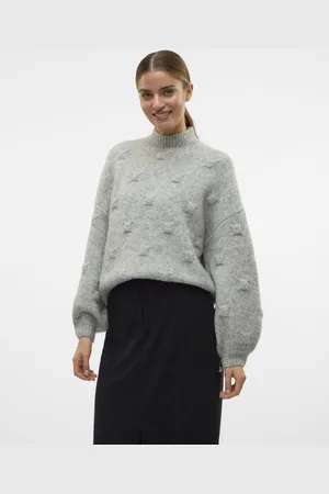 VERO MODA Trui Vmgail Ls Highneck Pullover Ga 10315554 Light Grey Melange Dames