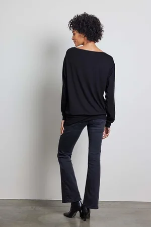 DIDI Dames Long loose tee crew in black maat 36