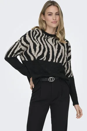 ONLY ONLJADE ZEBRA LS O-NECK CC KNT Dames Trui