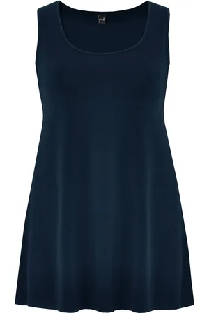 Yoek | Grote maten - dames top ronde hals - donkerblauw